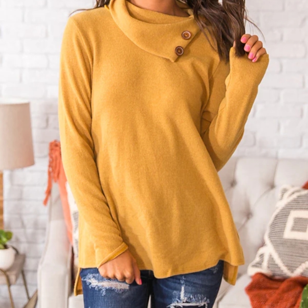 Banana Republic Mustard Yellow Cowl Neck Sweater.Size pit 19". New No Tag.